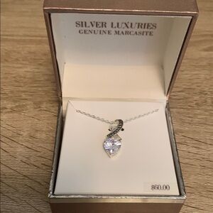 Silver Marcasite Leaf Necklace